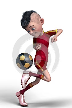 Footballer cartoon in a white background