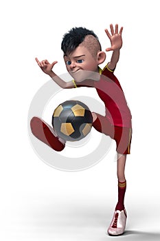 Footballer cartoon in a white background