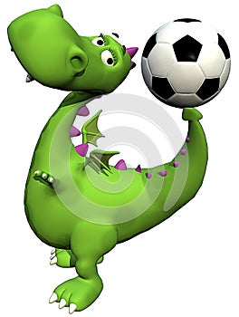 Footballer dino baby dragon green - ball on tail