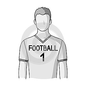 Footballer.Professions single icon in monochrome style vector symbol stock illustration web.