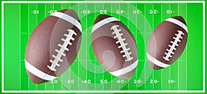 Footballs on an American Football field background