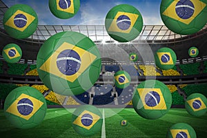 Footballs in brasil flag colours