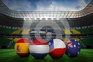 Footballs in group b colours for world cup