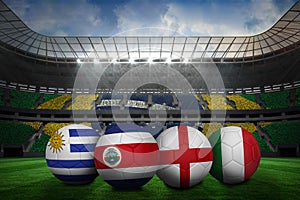 Footballs in group d colours for world cup