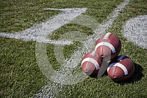 Footballs on a playing field photo