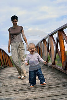 On the footbridge