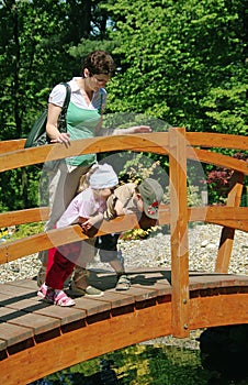 On footbridge