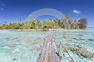 Footbridge across lagoon, Tetamanu, Fakarava, Tuamotu Islands, French Polynesia