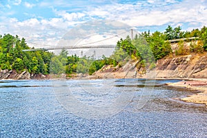 Footbridge at Chutes de la Chaudiere in Levis, Quebec, Canada photo