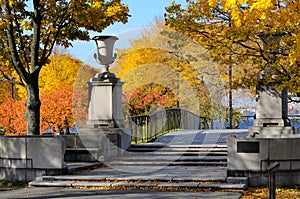 Footbridge in the Fall, Boston Esplanade photo