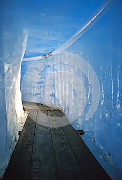 Footbridge inside the ice cave