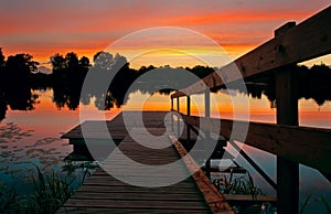 Footbridge in lake