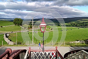 Footbridge Lantern & countryside view from Kirkby Stephen Railway Station photo