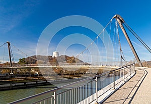 Footbridge over Altmuehl river in Kelheim