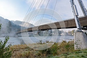 Footbridge over the Dunajec River on polish-slovak border