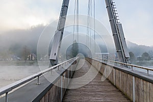 Footbridge over the Dunajec River on polish-slovak border