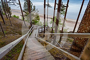 Footbridge over a dune at the beach in Latvia.