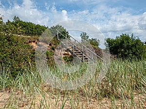 Footbridge over a dune at the beach