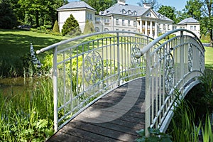 Footbridge over the pond in the park