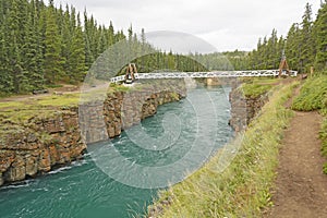 Footbridge over a River Canyon