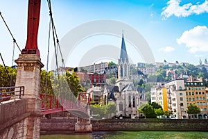 Footbridge leading to St. Georges church in Lyon