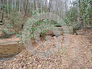 Footbridge over Widow`s Creek at Stone Mountain State Park