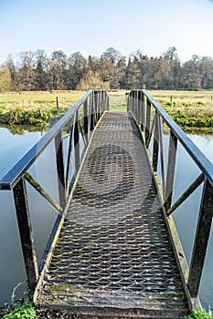 Footbridge on river Wey near Guildford Surrey England
