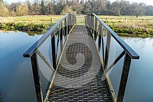 Footbridge on river Wey near Guildford Surrey England