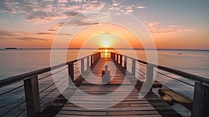 Footbridge sea beach meditation journey calm hormone photo