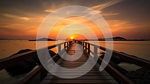 Footbridge sea beach , Meditation by the Sea at Sunset