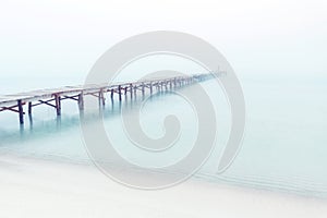 Footbridge sea fog meditation calm hormone yoga