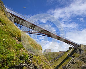 Footbridge at Tintagel Castle in Cornwall, UK