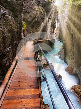 Footbridge Waterfall Path Leutasch gorge