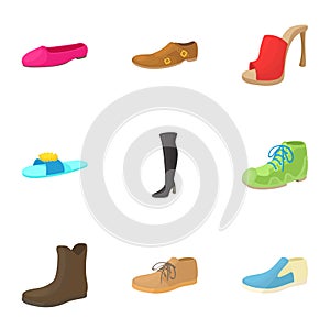 Footgear icons set, cartoon style photo