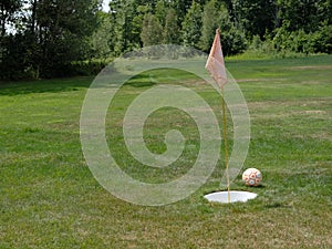 Footgolf Soccer Ball, Flagstick and Putting Hole
