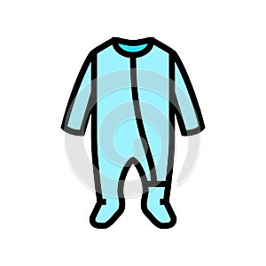 footie sleeper baby cloth color icon vector illustration