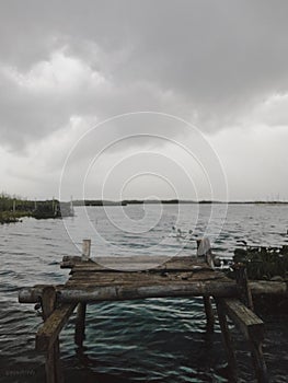 footings made of wood are usually used by fishermen in Lake Limboto, Gorontalo for their fishing grounds