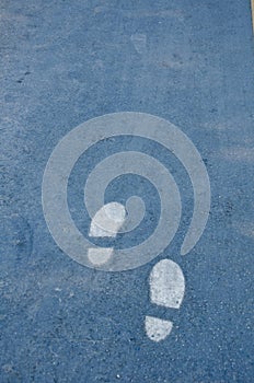 Footmark on the road