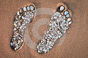 Footmarks on the sandy beach