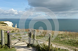 Footpath above Old Harry Rocks on Dorset coast