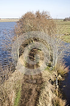 Footpath between bodies of water