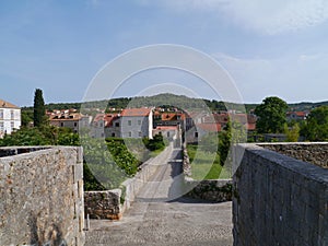 Footpath in the city Stari Grad in the Mediterranean