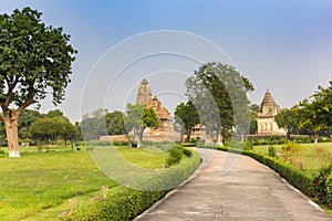 Footpath in the erotic temples complex of Khajuraho