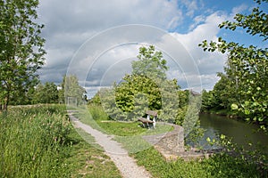 footpath beside Goldach river, recreational area Schwindegg