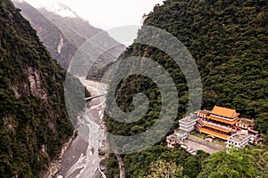 Looking down on Changuang Temple and Taroko Gorge, Taiwan