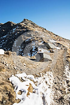 Footpath leading up the peak Dumbier, Low Tatras, Slovakia, mountains scene