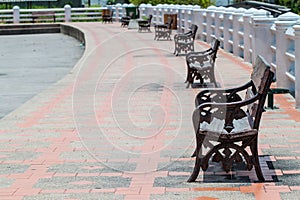 Footpath lined with benches