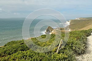 Footpath above Durdle Door on Dorset coast