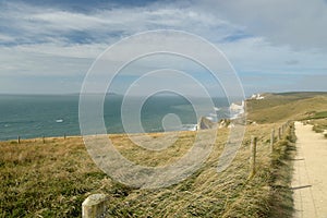 Footpath above Durdle Door on Dorset coast