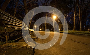 Footpath at night in the park